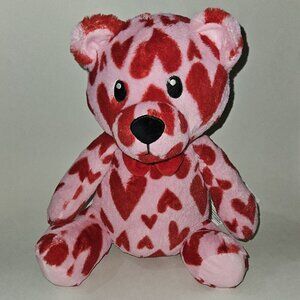 Pink Teddy Bear Plush Red Heart Bowtie Valentine's Day 12" XOXO Silver One Int'l